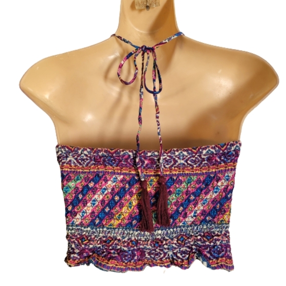 Flying Tomato Purple Multi-color Cinched Cropped Tube Top Size Women's Large - Picture 2 of 7